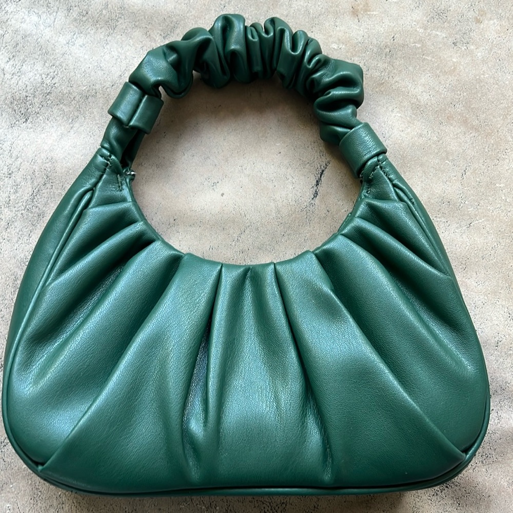 Beautiful ruched emerald green shoulder bag